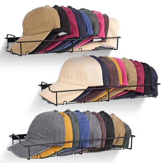 Wall Hat Racks for Baseball Caps, 3-Pack Hat Rack for Each Holder Stores Up to 20 Caps