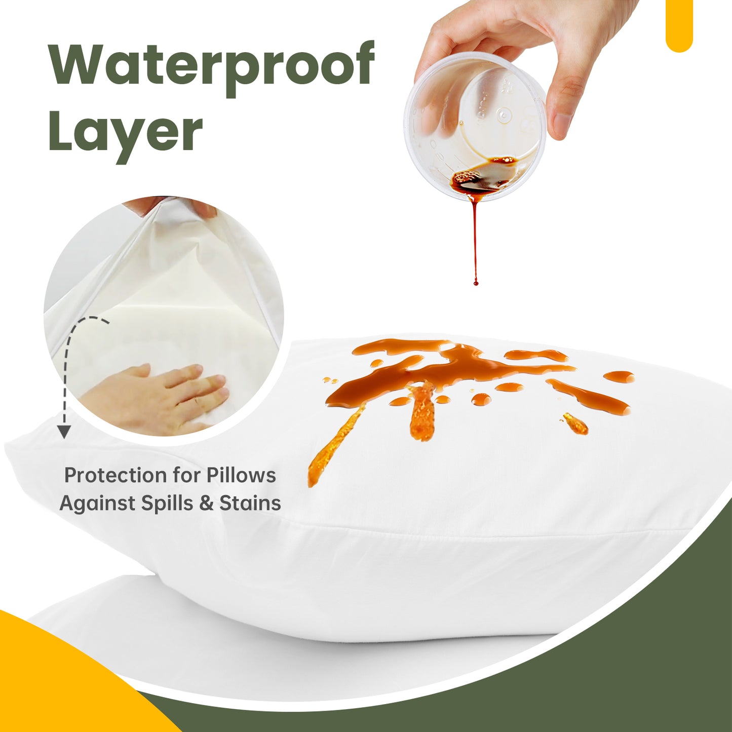 Fairpeak Waterproof Pillow Protectors Queen Size (2P)